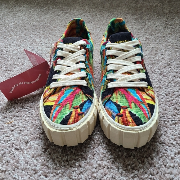 Farm Rio Black Banana Flatform Sneakers Size 8 - Picture 4 of 8